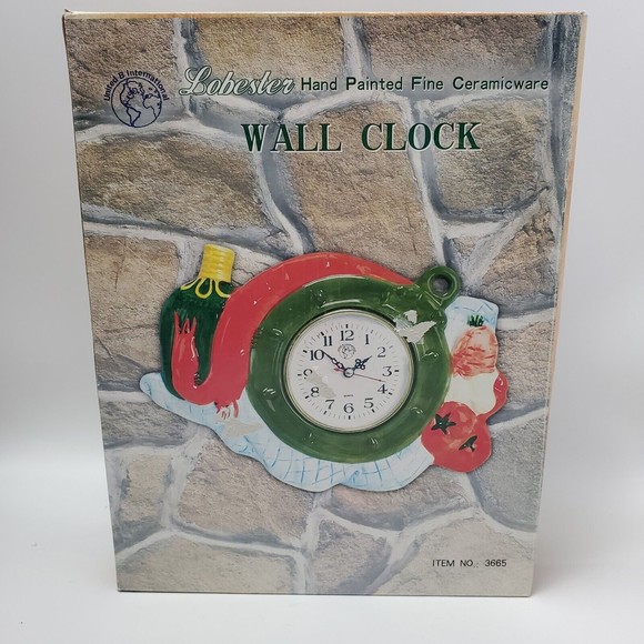 Lobster Hand Painted Fine Ceramic Ware Wall Clock United B International - Picture 11 of 12